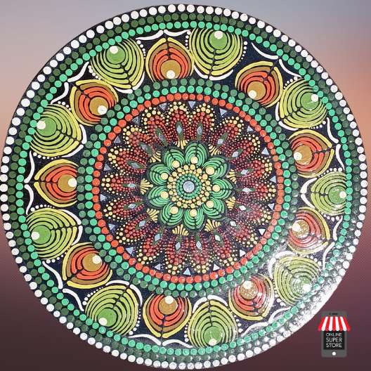 Hand Painted Multi Coloured Mandala MDF Wall Plate